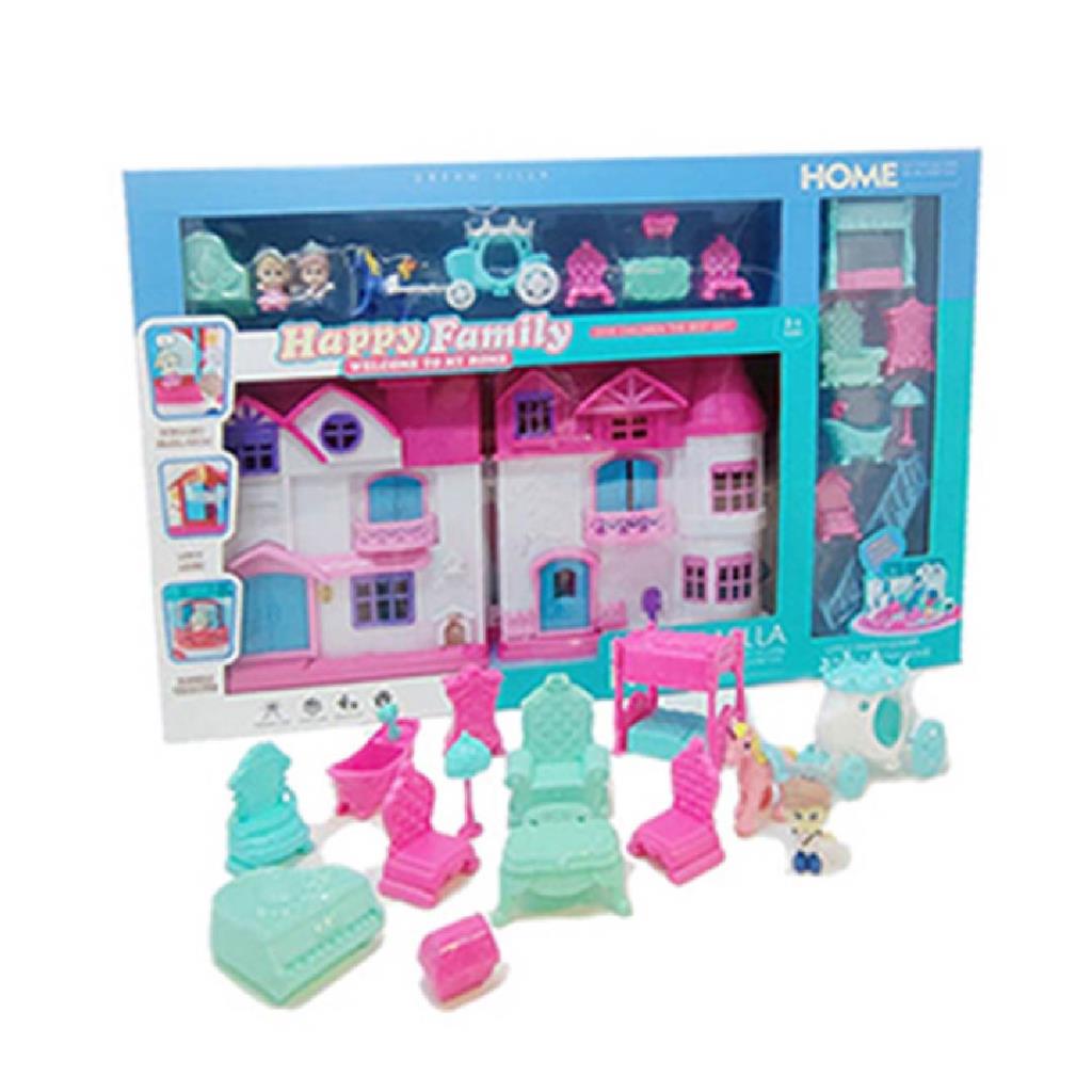 Modern Dollhouse Playset with Furniture & Dolls